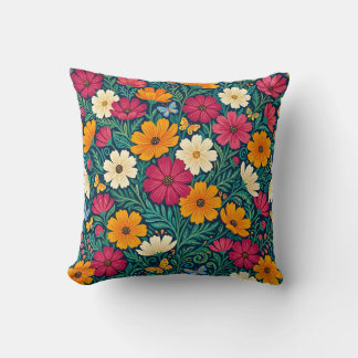 Coussin de jet Scandinave Fleurs Cosmos