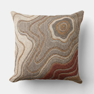 Coussin de jet topographique – Taupe Camel Crème