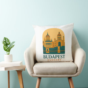 Coussin de jet vintage de voyage à Budapest Hongri