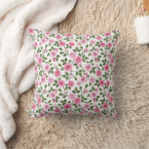 Coussin de jeté aux roses roses
