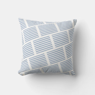 Coussin de jeté bleu et blanc rayé