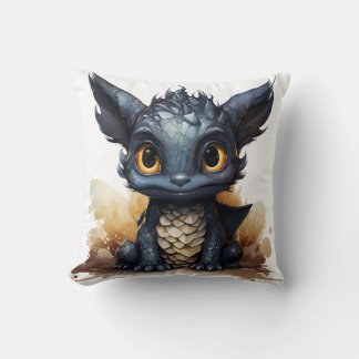 Coussin de jeté de bébé dragon mignon | Fantaisie