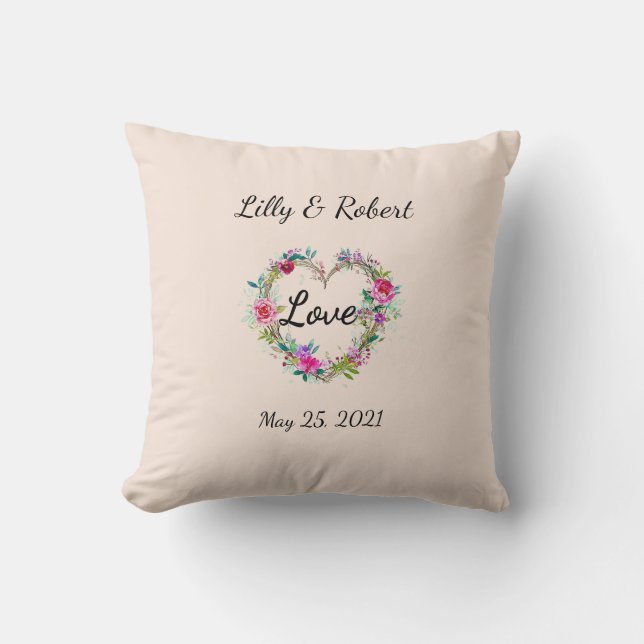 Coussin de jeté de mariage / anniversaire (Recto)