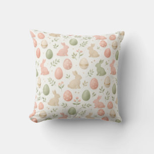 Coussin de jeté de Pâques Lapin à l'aquarelle