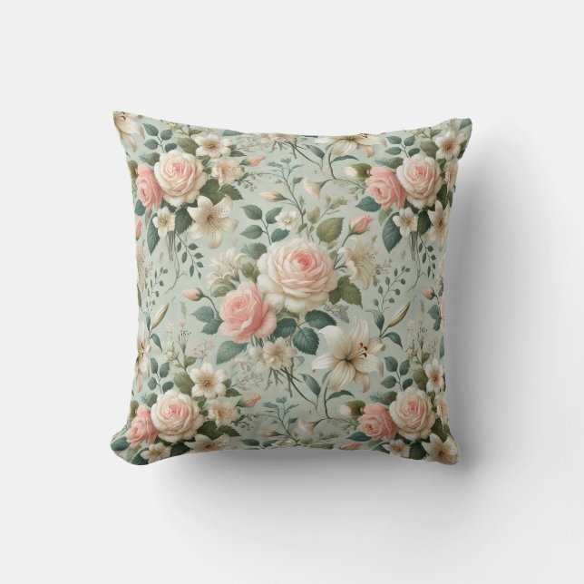Coussin de jeté de romance de jardin élégant (Recto)