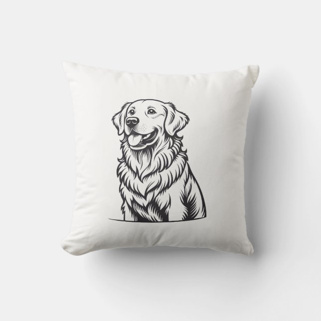 Coussin de jeté en ligne d'art Golden Retriever (Recto)