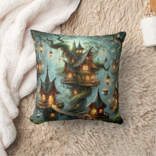 Coussin de jetée Maison de thé Elf Village Fantasy