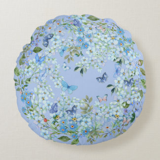 Coussin de jeton rond en coton de catégorie A bleu