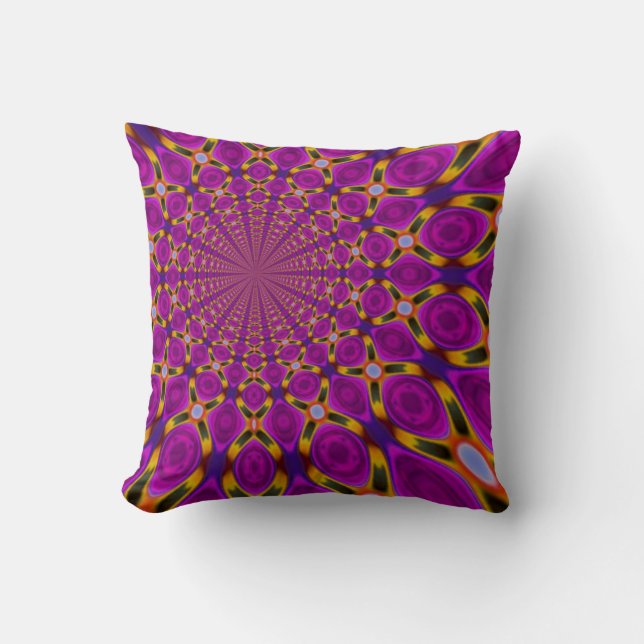 Coussin de kaléidoscopes roses Fuschia (Recto)