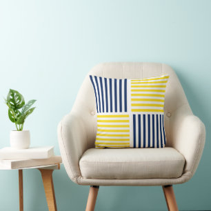 Coussin de la bande marine bleue et jaune