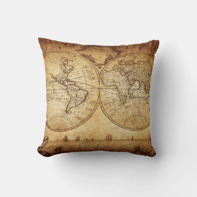 Coussin de la carte du Vieux-Monde (Recto)