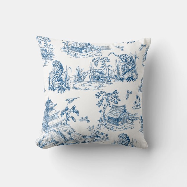Coussin de la Chinoiserie bleue et blanche (Recto)