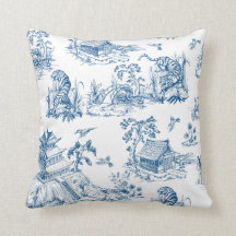 Coussin de la Chinoiserie bleue et blanche