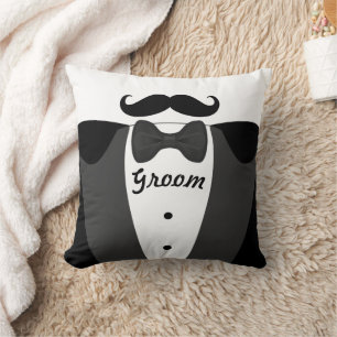 Coussin de la Cravate noire Mustache Tuxedo de Gro