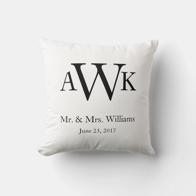 Coussin de la date du Mariage de monogramme (Recto)