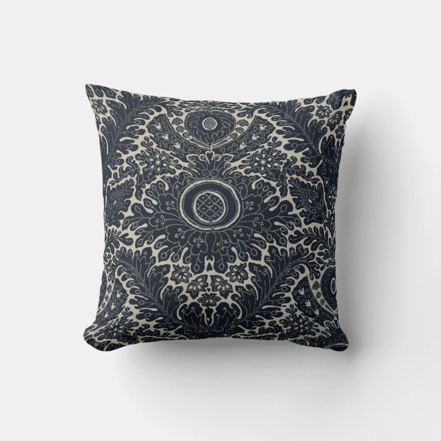 Coussin de LA de musée de point de Pin d'indigo (Recto)
