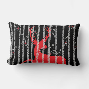 Coussin de la forêt de Birch Noir et Rouge