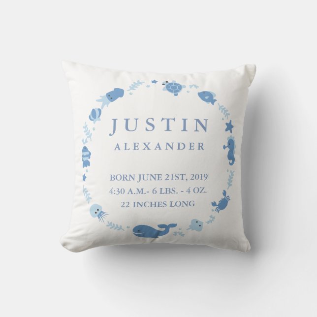 Coussin de la frontière des animaux marins pour bé (Recto)