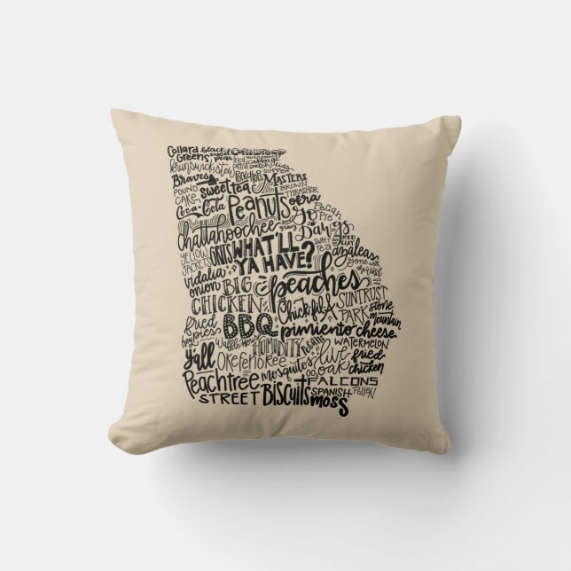 Coussin de la Géorgie - conception de Handlettered (Recto)
