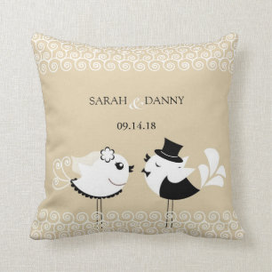 Coussin de la mariée mariage et des oiseaux de cha