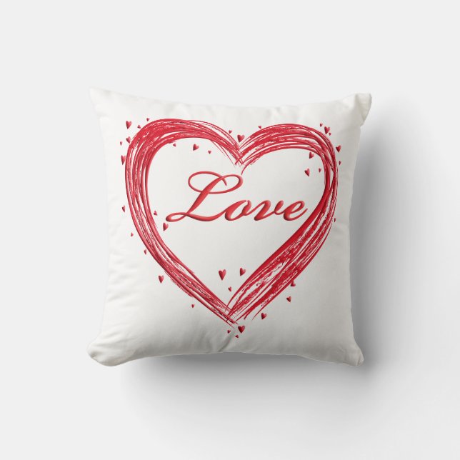 Coussin de la Saint Valentin rouge et blanc (Recto)
