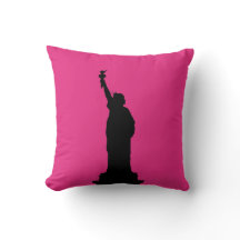 Coussin de la statue noire et rose chaud de la lib