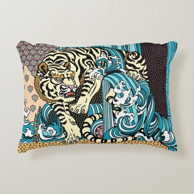 Coussin de l'accent du tigre blanc Feng Shui (Devant)