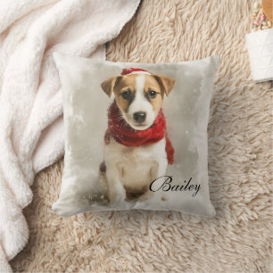 Coussin de lancer avec nom de chien – Œuvre d'art