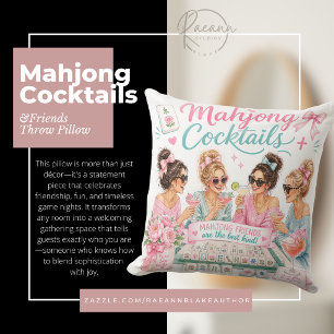 Coussin de lancer carré Mahjong Cocktails & Friend