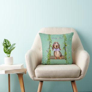 Coussin de lancer de printemps de teckel tacheté a