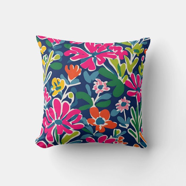 Coussin de lancer de style mème floral clair (Recto)