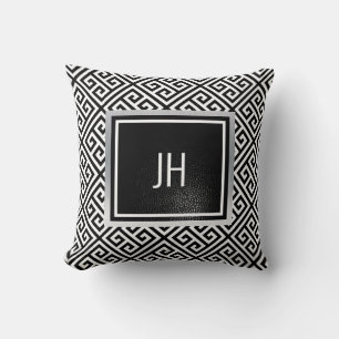 Coussin de lancer élégant noir et blanc