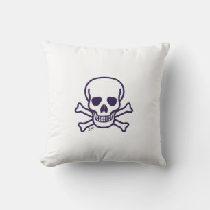 Coussin de lancer en coton blanc avec crâne et os