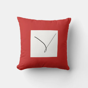 Coussin de ligne V rouge noir minimaliste d'art ab