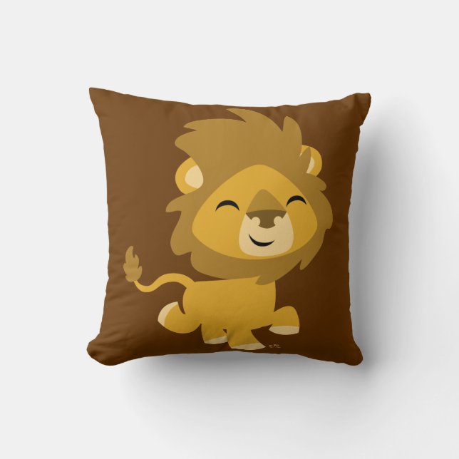 Coussin de lion de dessin animé mignon et heureux (Recto)