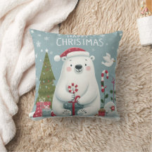 coussin de l'ours polaire de noël