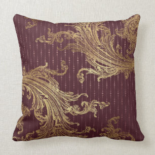 Coussin de luxe réversible victorien d'or de