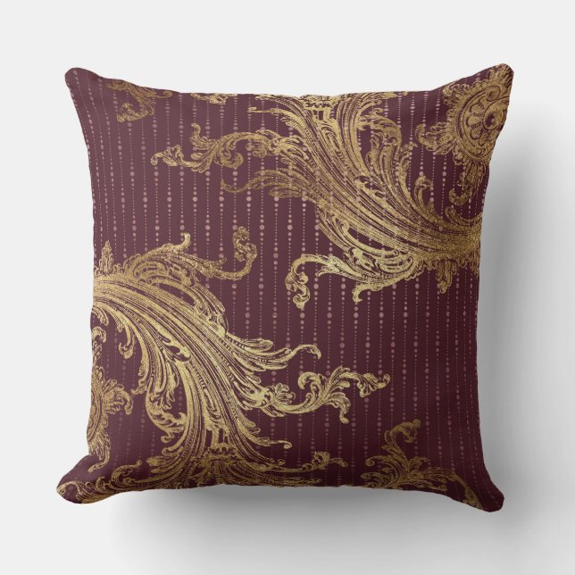 Coussin de luxe réversible victorien d'or de (Recto)