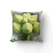 Coussin de macro-art botanique de fleur de gourde 