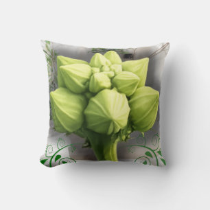 Coussin de macro-art botanique de fleur de gourde