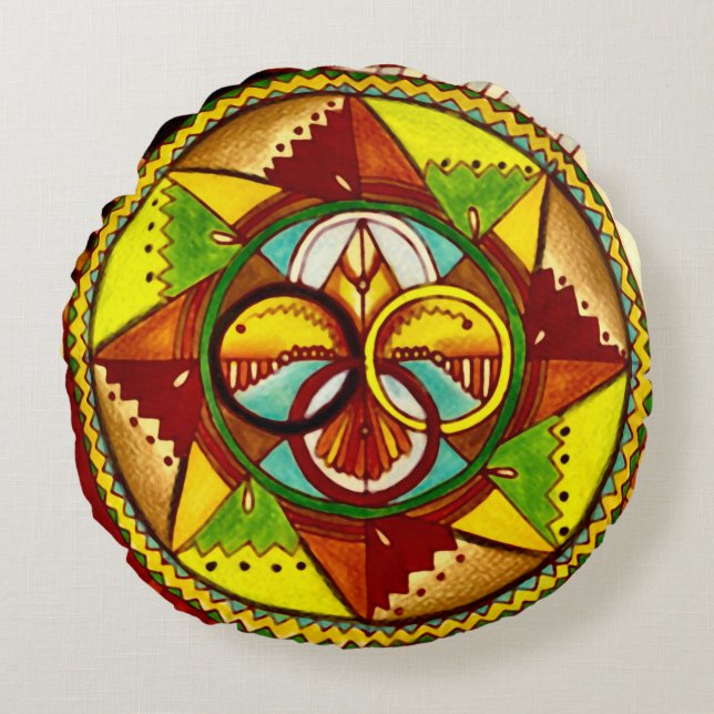 Coussin de mandala de roue de médecine de Natif (Devant)