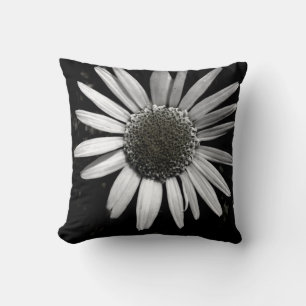 coussin de marguerite noir et blanc