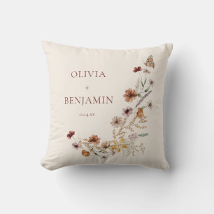 Coussin de mariage personnalisé Bohème fleur sauva