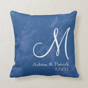 Coussin de mariage personnalisé par bleu vintage