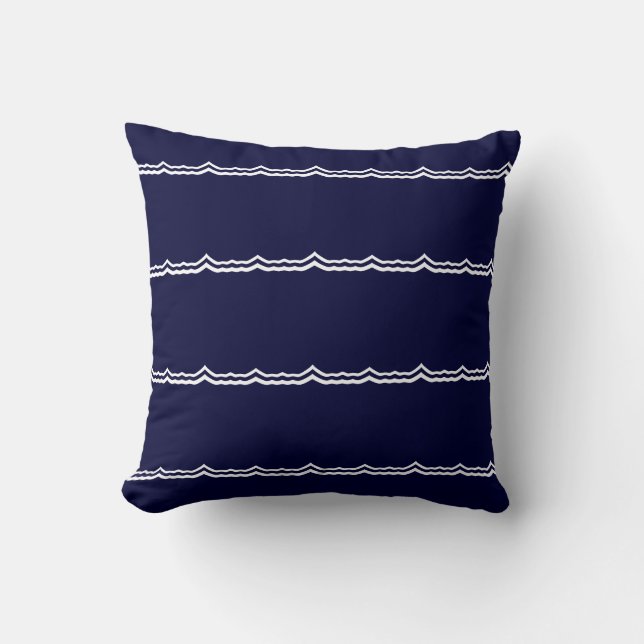 coussin de marine solide fond blanc bandes d'onde (Recto)
