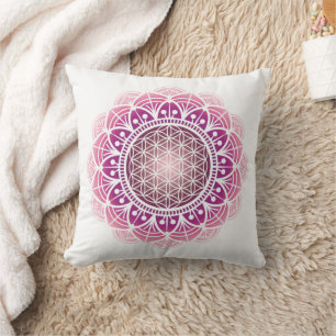 Coussin de méditation Mandala fleur de vie rose