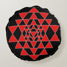 Coussin de méditation Sri Yantra noir et rouge