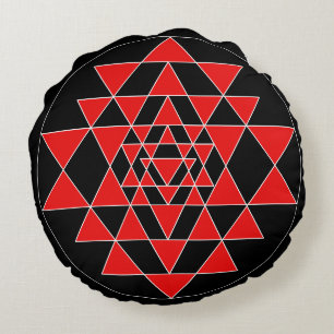 Coussin de méditation Sri Yantra noir et rouge