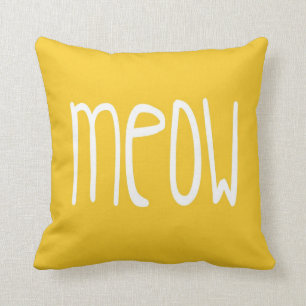 Coussin de Meow sur l'arrière - plan jaune et gri