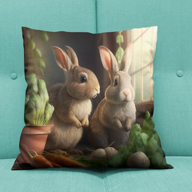 Coussin De mignons lapins à l'intérieur jettent l'oreiller (Créateur téléchargé)